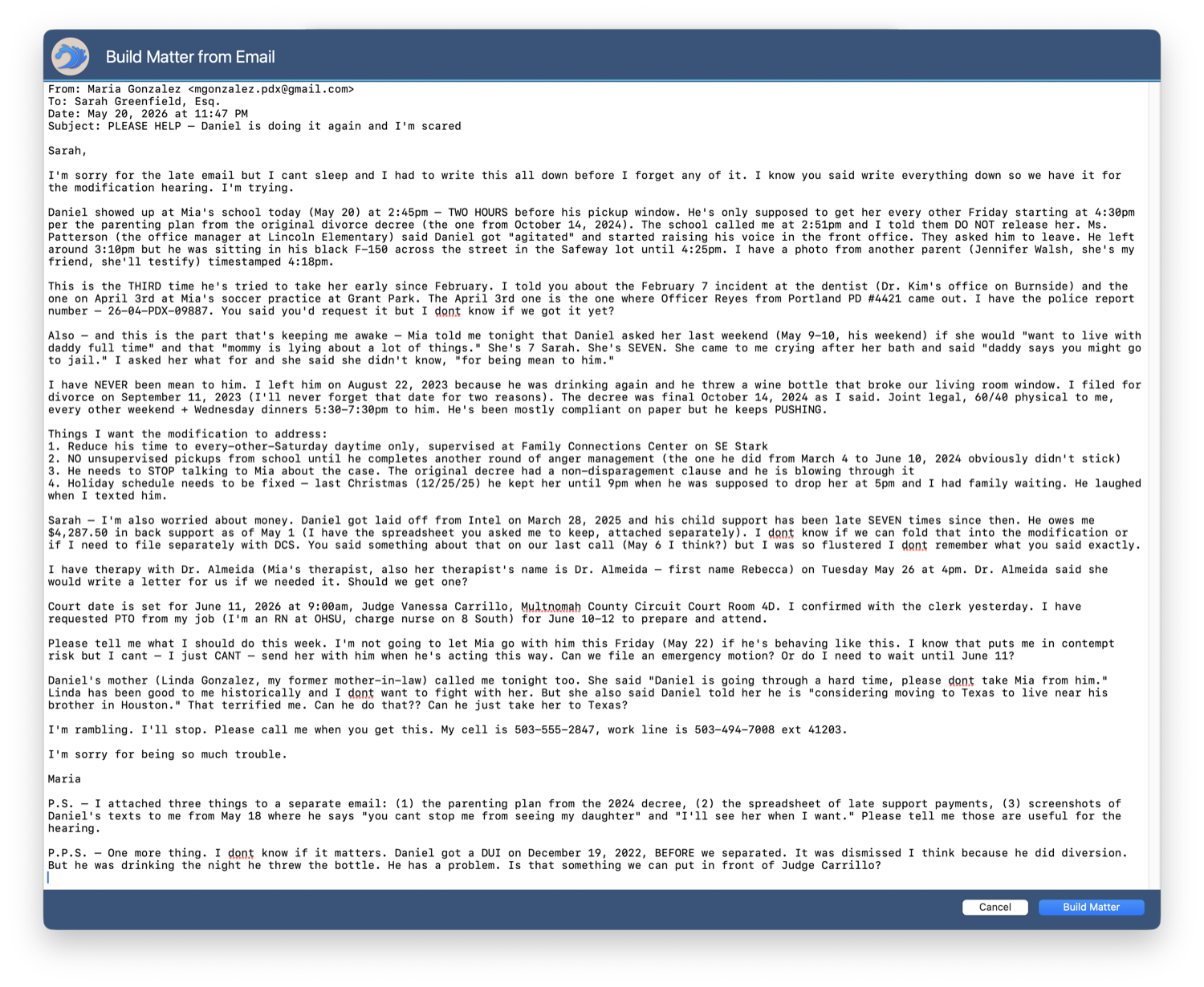 Paste the email