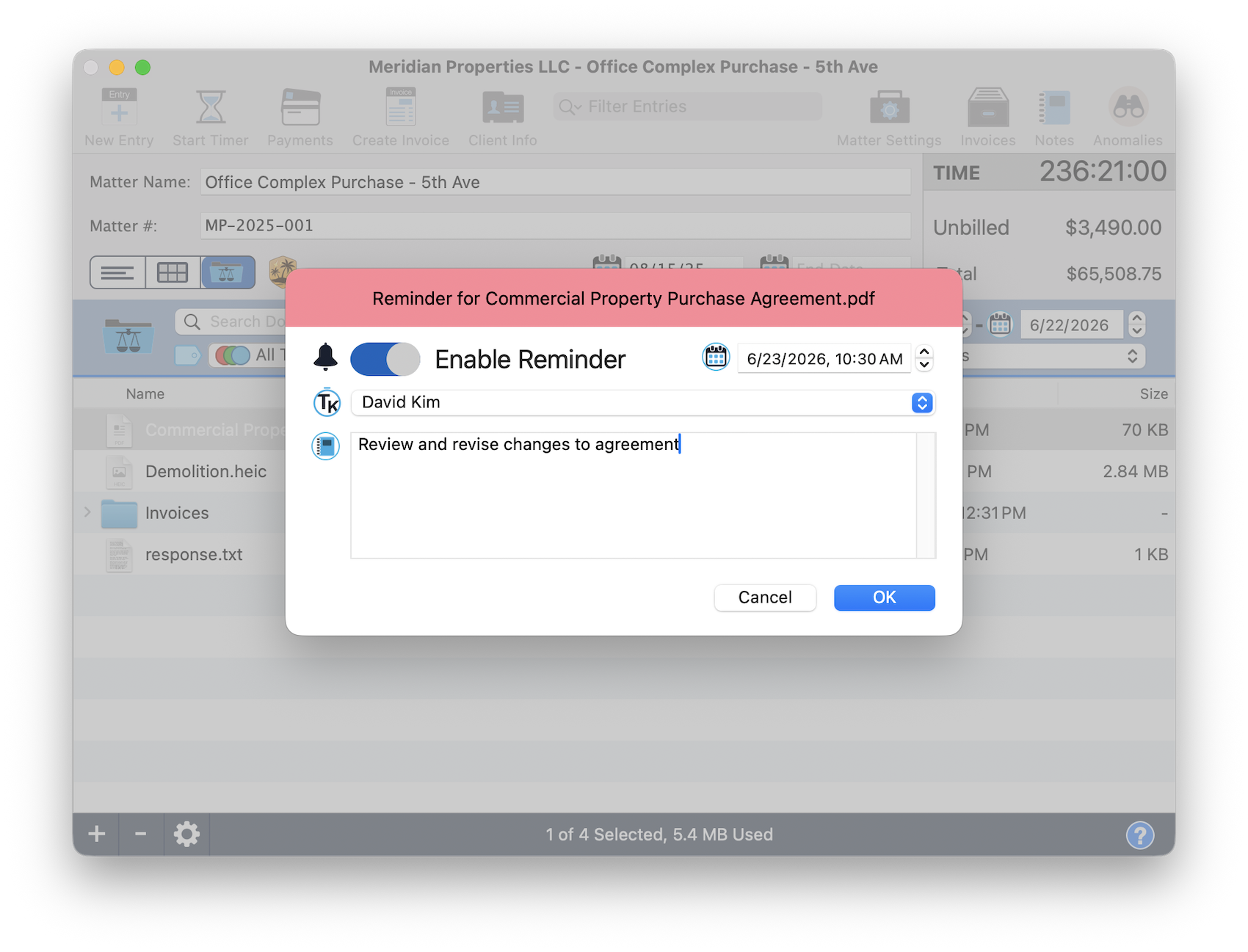 Assign reminders to documents