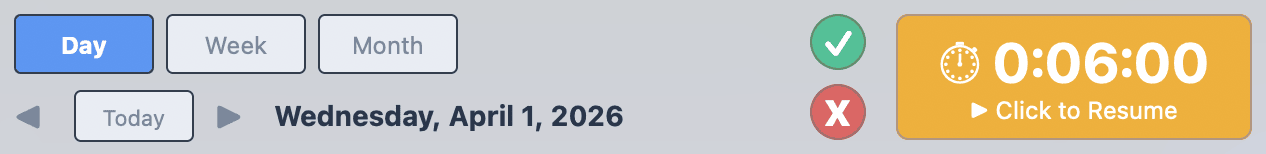 Launchpad header with navigation controls and a paused timer